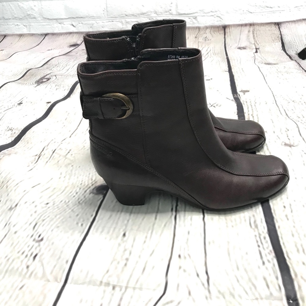 Clark’s brown leather ankle boots